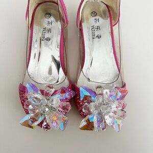 Elegant Pink Crystal Embellished Girls Shoes